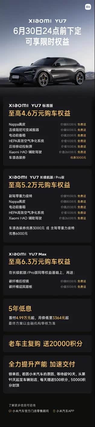 至高立省8.5万元 小米汽车6月全系购车权益正式公布_车家号_发现车生活_汽车之家